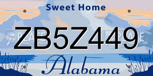 ZB5Z449 Alabama License Plate