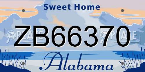 ZB66370 Alabama License Plate
