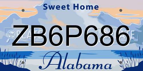 ZB6P686 Alabama License Plate