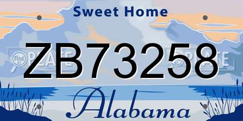 ZB73258 Alabama License Plate