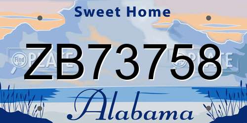 ZB73758 Alabama License Plate