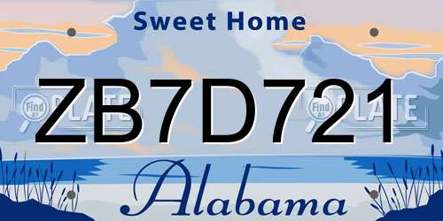ZB7D721 Alabama License Plate