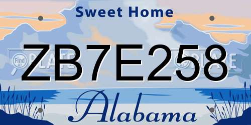 ZB7E258 Alabama License Plate