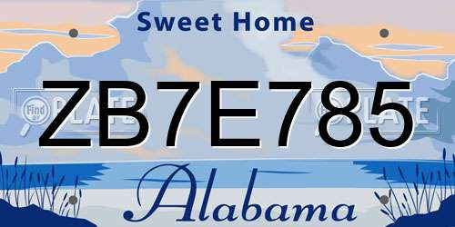 ZB7E785 Alabama License Plate