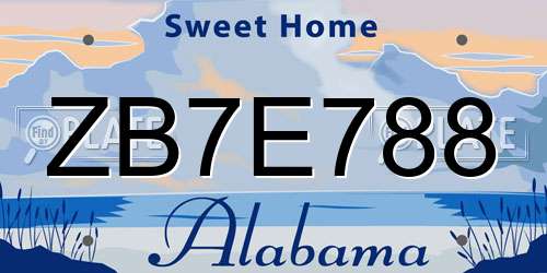 ZB7E788 Alabama License Plate