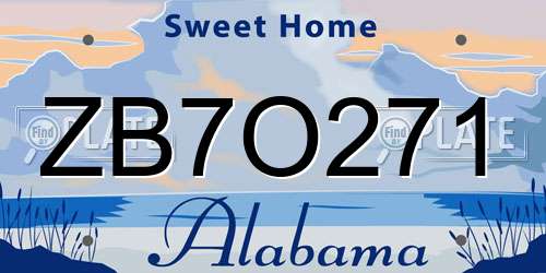 ZB7O271 Alabama License Plate