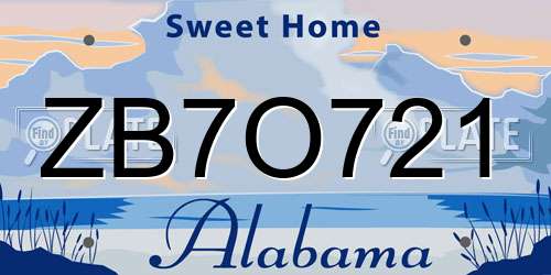 ZB7O721 Alabama License Plate