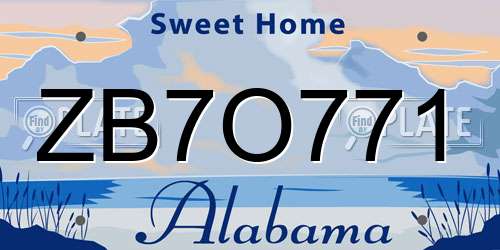 ZB7O771 Alabama License Plate