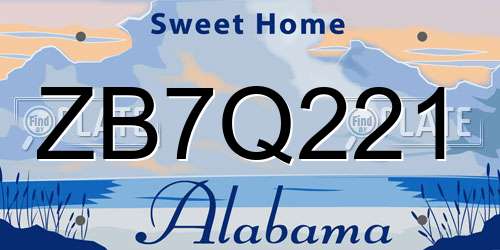 ZB7Q221 Alabama License Plate