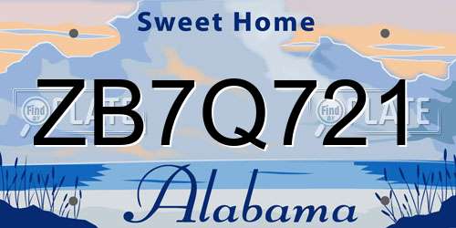 ZB7Q721 Alabama License Plate