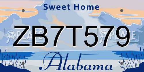 ZB7T579 Alabama License Plate