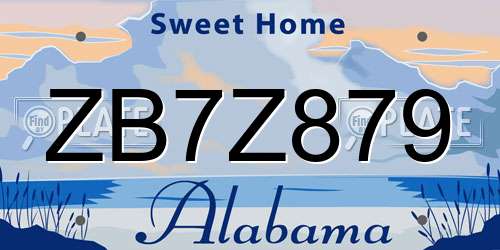 ZB7Z879 Alabama License Plate