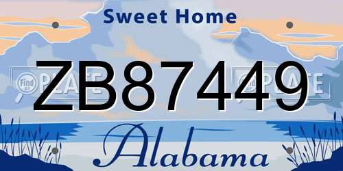 ZB87449 Alabama License Plate
