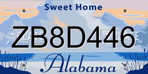 ZB8D446 Alabama License Plate