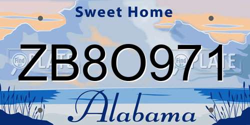 ZB8O971 Alabama License Plate