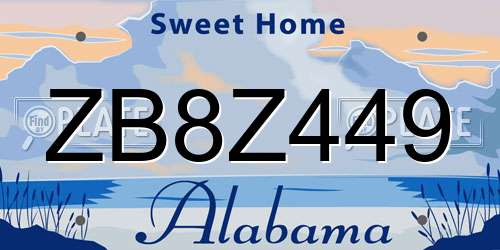 ZB8Z449 Alabama License Plate