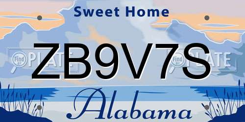 ZB9V7S Alabama License Plate