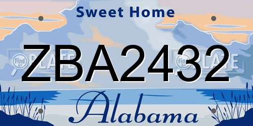 ZBA2432 Alabama License Plate