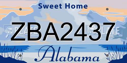 ZBA2437 Alabama License Plate