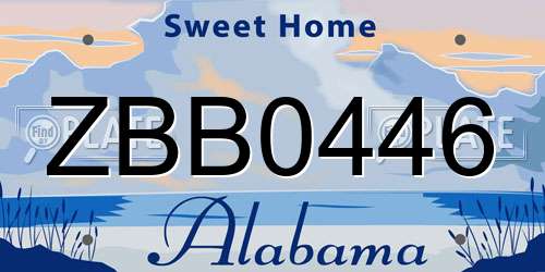 ZBB0446 Alabama License Plate