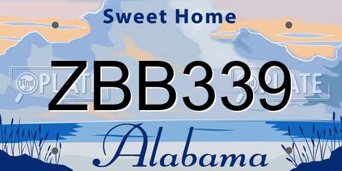ZBB339 Alabama License Plate