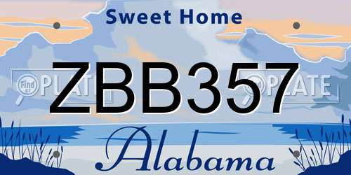 ZBB357 Alabama License Plate