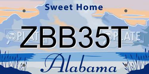 ZBB35T Alabama License Plate