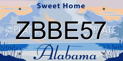 ZBBE57 Alabama License Plate