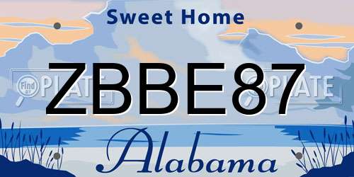 ZBBE87 Alabama License Plate