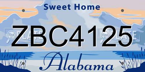 ZBC4125 Alabama License Plate