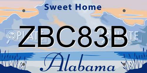 ZBC83B Alabama License Plate