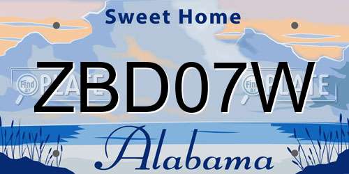 ZBD07W Alabama License Plate