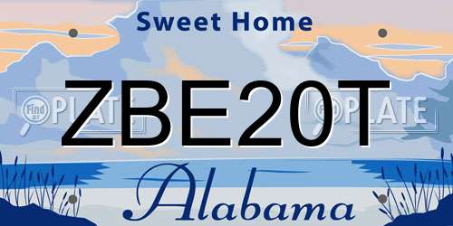 ZBE20T Alabama License Plate