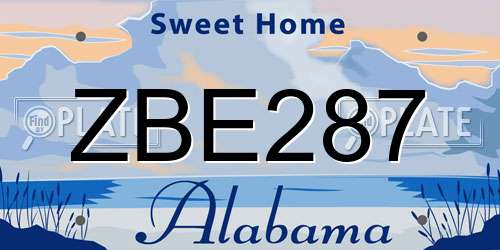 ZBE287 Alabama License Plate