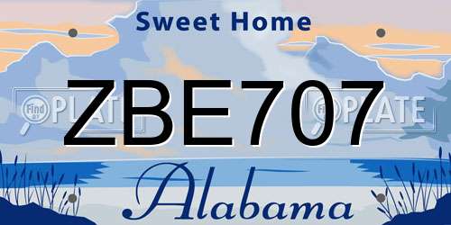 ZBE707 Alabama License Plate