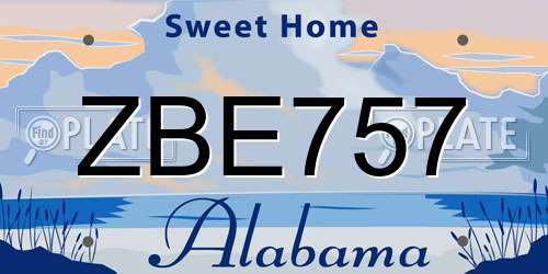 ZBE757 Alabama License Plate