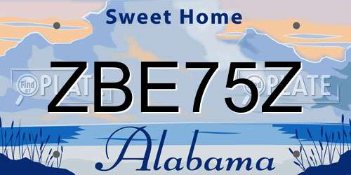ZBE75Z Alabama License Plate