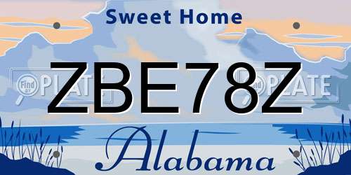 ZBE78Z Alabama License Plate