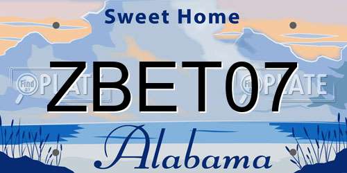ZBET07 Alabama License Plate