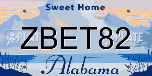 ZBET82 Alabama License Plate