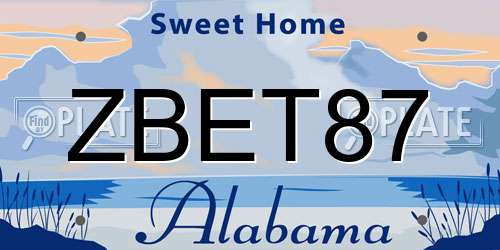 ZBET87 Alabama License Plate