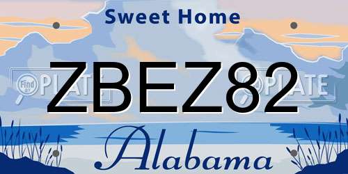 ZBEZ82 Alabama License Plate