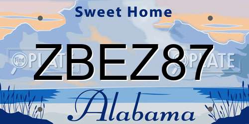 ZBEZ87 Alabama License Plate