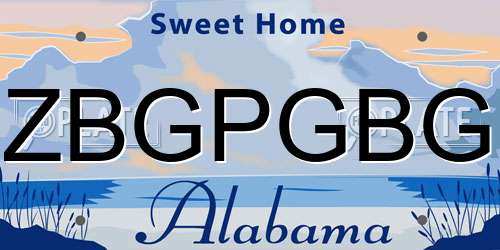 ZBGPGBG Alabama License Plate