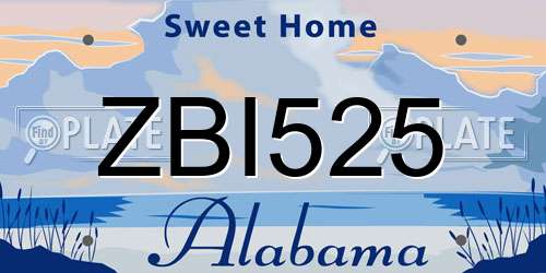 ZBI525 Alabama License Plate