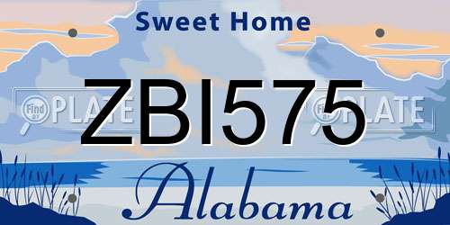 ZBI575 Alabama License Plate