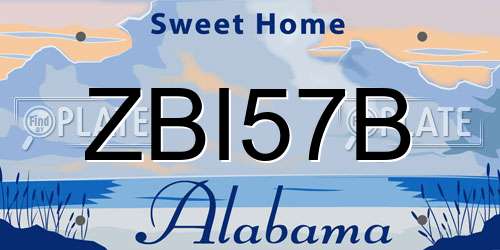 ZBI57B Alabama License Plate