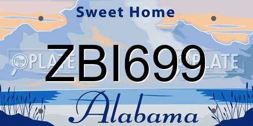 ZBI699 Alabama License Plate