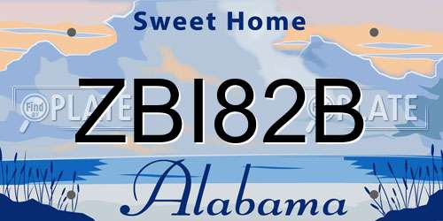 ZBI82B Alabama License Plate