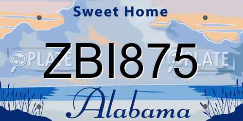 ZBI875 Alabama License Plate